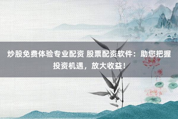 炒股免费体验专业配资 股票配资软件：助您把握投资机遇，放大收益！