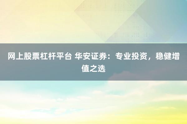 网上股票杠杆平台 华安证券：专业投资，稳健增值之选