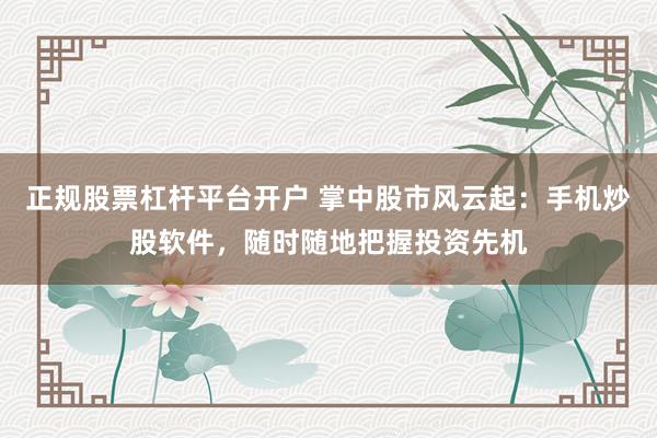 正规股票杠杆平台开户 掌中股市风云起：手机炒股软件，随时随地把握投资先机