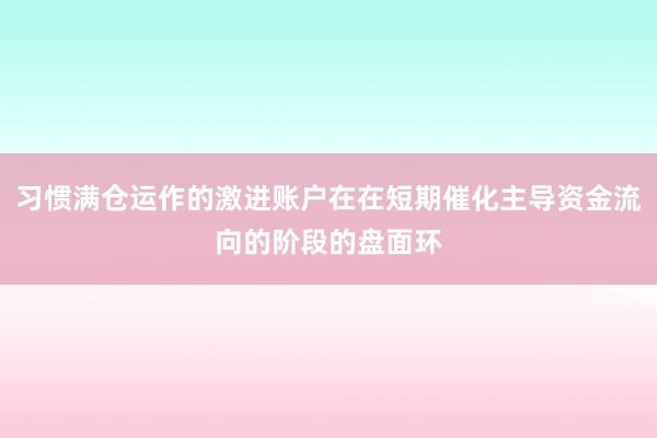 习惯满仓运作的激进账户在在短期催化主导资金流向的阶段的盘面环
