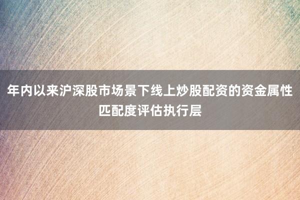 年内以来沪深股市场景下线上炒股配资的资金属性匹配度评估执行层