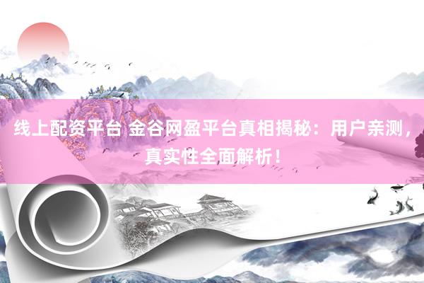 线上配资平台 金谷网盈平台真相揭秘：用户亲测，真实性全面解析！